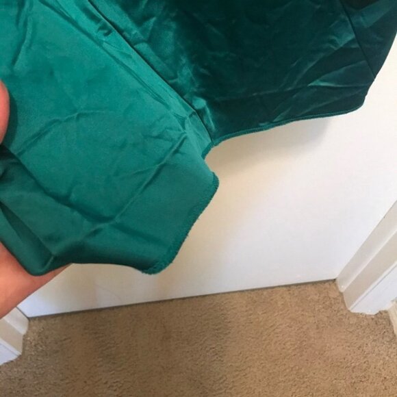 ✨✨5/$10✨✨ Calvin Klein green aquamarine One Shoulder Diagonal Seam Satin Dress - Picture 9 of 9